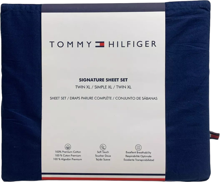 Комплект постельного белья Tommy Hilfiger Односпальный Простынь на резинке 203х152 см + Простынь 259х239 см + 2 наволочки 51х76 см Синий Перкаль (1159831280) - изображение 6