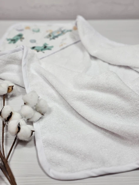 Детское полотенце-уголок 80х80 a.l.babybox Полет зверей Белое - изображение 3