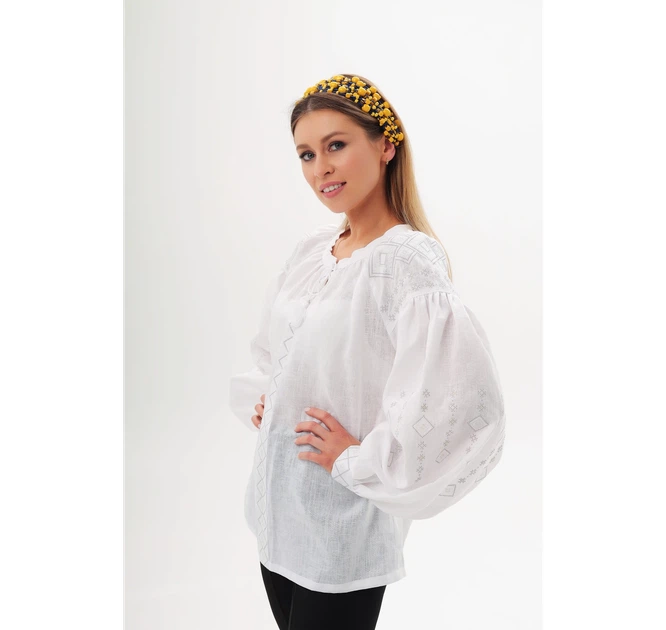 Вишиванка жіноча Діамант Vovna Біла розмір 58 XXXL (5000552) - зображення 4