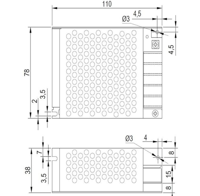 Блок питания LED Technologies PS24VDC-2A-48W (110–220 V AC > 24 V DC, 2 A, 48 Вт, 200×97×43 мм, корпус металл, вес 0.65 кг) - изображение 4