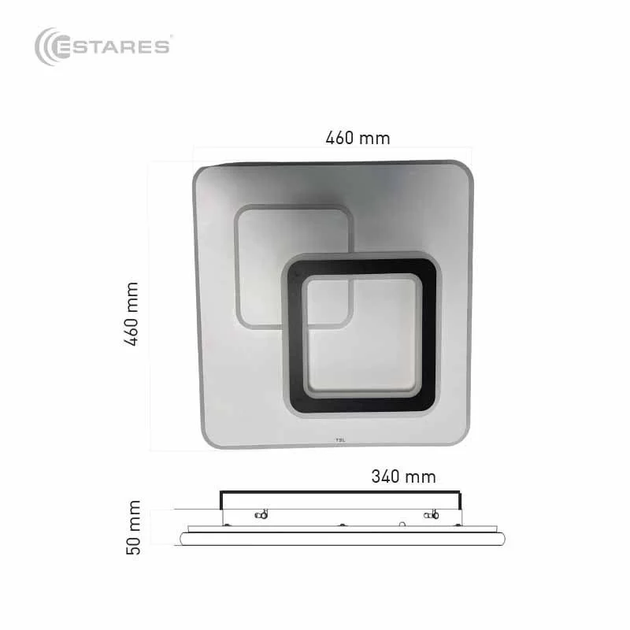 Управляемая LED люстра Luminaria ISLAND 70W S ON/OFF "три квадрата" белая 460х460х50-WHITE/WHITE-220-IP20 - изображение 8