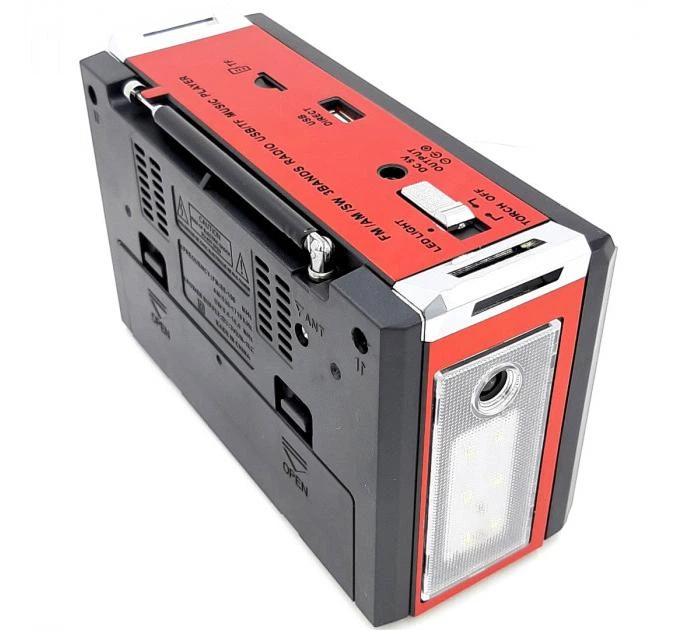 Радиоприемник Golon X-BASS TF/USB/5V с фонарем от 2 батарейки R20 + сеть цвет красный - Фото 2 Радиоприемник Golon X-BASS TF/USB/5V с фонарем от 2 батарейки R20 + сеть цвет красный - изображение 2