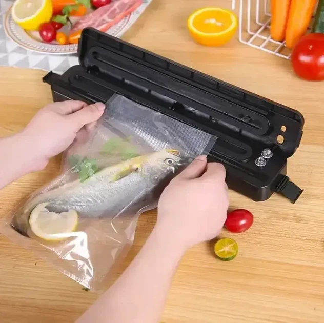 Вакуумний пакувальник для кухні Vacuum sealer Для продуктів та дому 90Вт 60кПа Чорний - изображение 4
