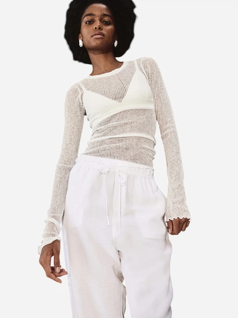 Брюки женские H&M 1145316003c21 L Белые (KC1000000047105) - изображение 5