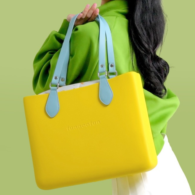 Сумка женская силиконовая шопер Fungoofun желтая 350×280×107 мм (F529_yellow) - изображение 2
