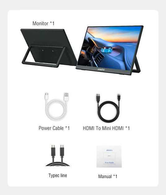 Портативный FullHD IPS монитор 15.6" с сенсорным экраном Anmite - Фото 8 Портативный FullHD IPS монитор 15.6" с сенсорным экраном Anmite - изображение 8