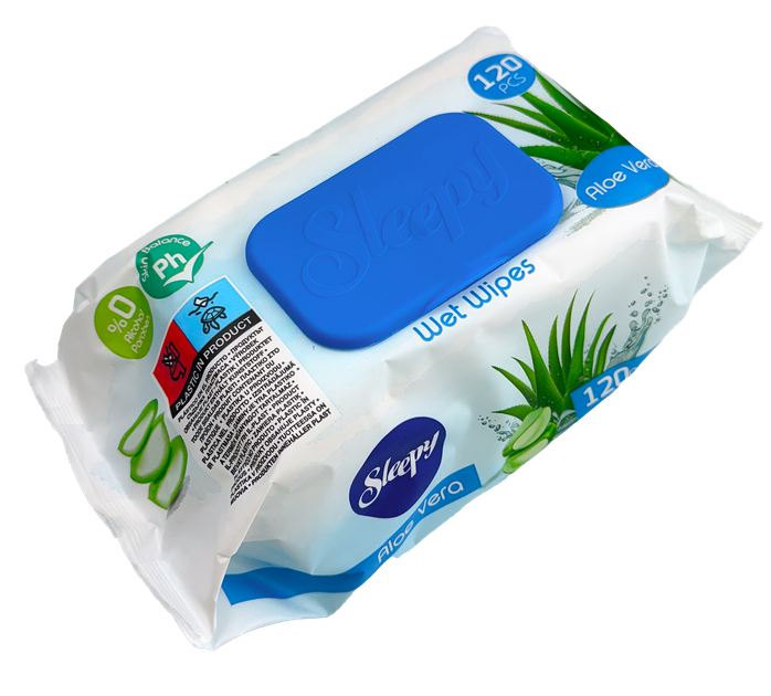 Вологі серветки Sleepy Aloe Vera, з клапаном, 120шт - зображення 3