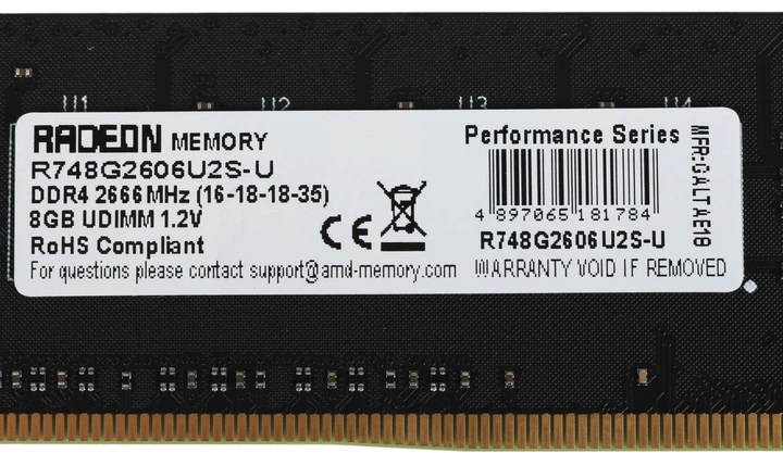 Pamięć RAM AMD DDR4-2666 8192MB PC4-21300 R7 Performance Series (R748G2606U2S-U) - obraz 3
