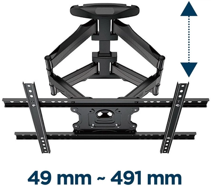 Кронштейн для телевизора настенный поворотный диагональ 32"-75"Gembird WM-75ST-01 Черный - изображение 4