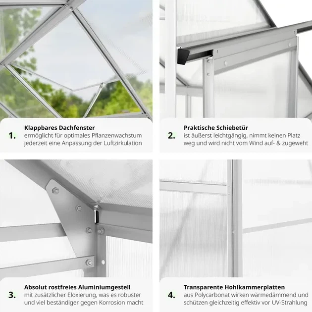 Пристенная теплица 192 x 128 x 202 см. 4,09 м³ с окном вентиляции на крыше - Фото 7 Пристенная теплица 192 x 128 x 202 см. 4,09 м³ с окном вентиляции на крыше - изображение 7