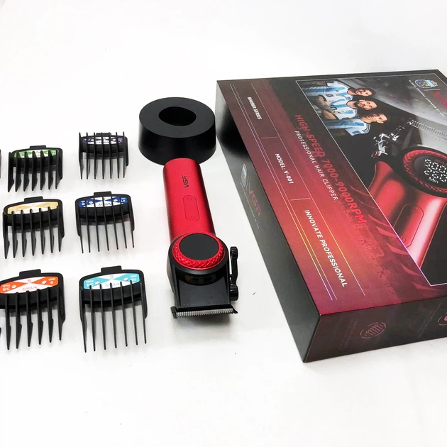 Профессиональная машинка для стрижки волос VGR V-001 RED с дисплеем 9000 об и 10 насадками (1,5-24 мм) - изображение 5
