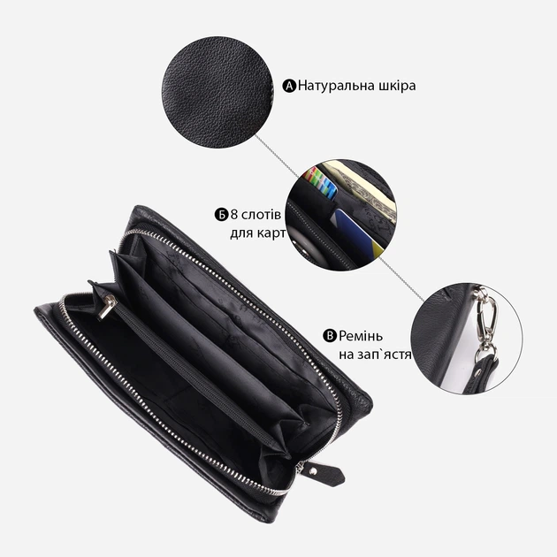 Кошелек женский для карточек из натуральной кожи ST Leather Accessories leather-23101 Черный - Фото 4 Кошелек женский для карточек из натуральной кожи ST Leather Accessories leather-23101 Черный - изображение 4