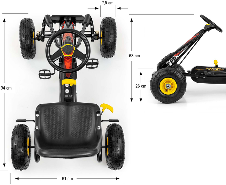 Gokart na pedały Milly Mally Thor Biały (5901761128314) - obraz 8