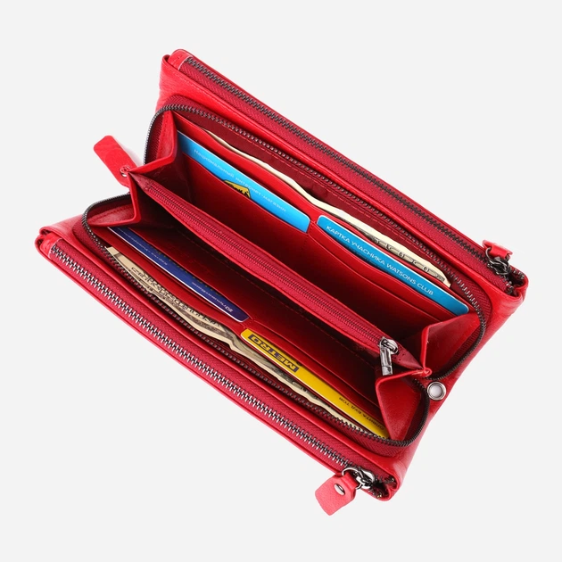 Кошелек женский для карточек из натуральной кожи ST Leather Accessories leather-23109 Красный - изображение 7