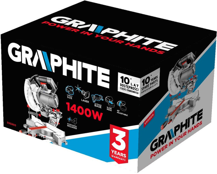Piła ukosowa Graphite 1400 W 185 x 16 mm 59G800 (5902062024367) - obraz 6