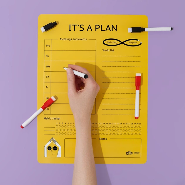 Магнітний вічний планер на холодильник It's a plan. Жовтий - Фото 2 Магнітний вічний планер на холодильник It's a plan. Жовтий - изображение 2
