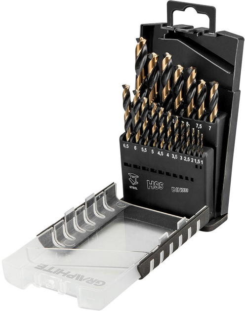 Набір свердл Graphite 55H089 19 шт (5902062025401) - зображення 1