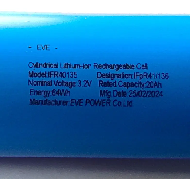 Ячейка LiFePO4 EVE IFR40135 3.2V 20Ah Grade A (4шт. комплект) - изображение 7