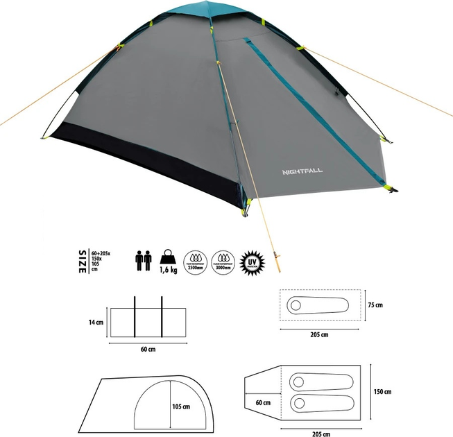 Namiot Nils Camp kempingowy NC6033 Grey-Blue (5908261680731) - obraz 8