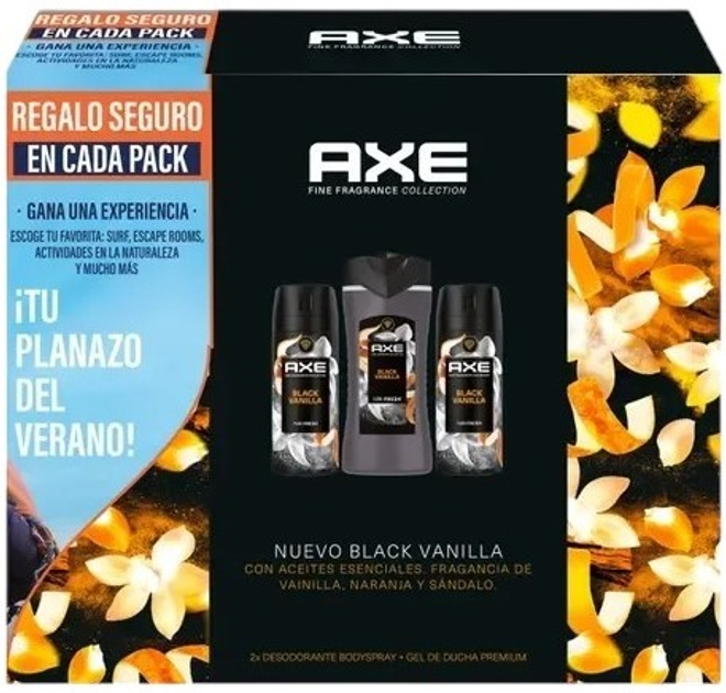 Zestaw dla mężczyzn Axe Black Vanilla Żel pod prysznic 300 ml + Dezodorant w sprayu 2 x 150 ml (8720182957627) - obraz 1