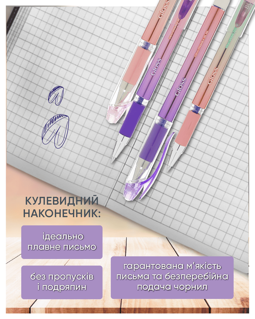 Набор гелевых ручек пиши-стирай Buromax Gloss 0.5 мм 12 шт Синих (BM.8312-01) - изображение 3
