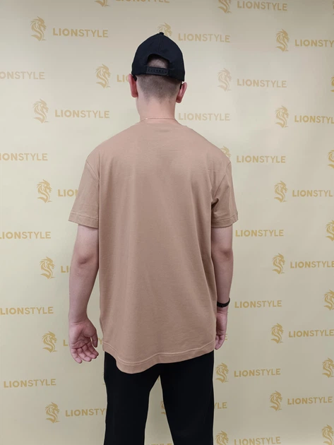 Футболка з фірмовим логотипом LION STYLE L Бежевa - Фото 5 Футболка з фірмовим логотипом LION STYLE L Бежевa - изображение 5