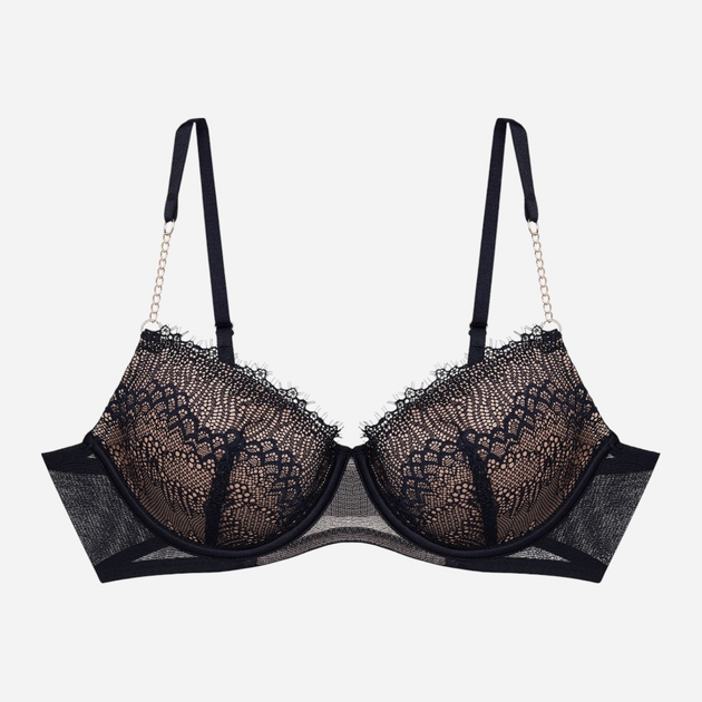 Biustonosz damski Push Up z fiszbinami Esotiq Bonjour 42518-61X 65F Czarny z beżowym (5903972529119) - obraz 11