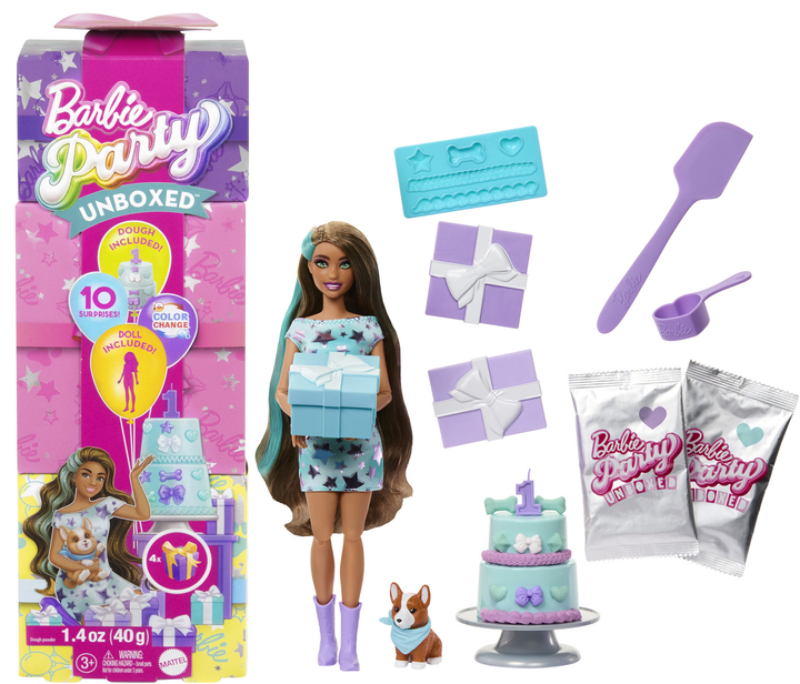 Lalka Barbie Przyjęcie niespodzianka w turkusowych odcieniach JFG72 (194735296514) - obraz 2
