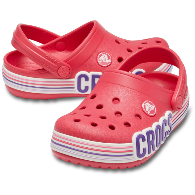 Сабо Crocs Crocband Kids Clog 31-32 р 19.2-20.0 см Детские Малиновые 204537-J1 Logo Stripe Poppy - изображение 3