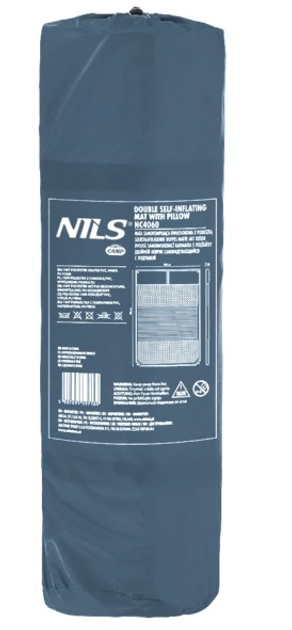 Самонадувний килимок Nils Camp NC4060 двомісний з подушкою 186 см Антрацит (5907695544800) - зображення 14