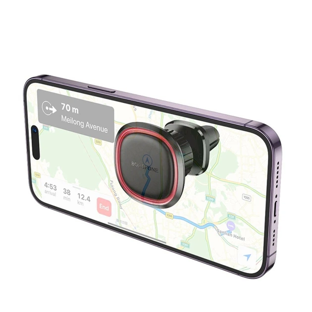 Автотримач для телефона BOROFONE BH124 Roman magnetic car holder (air outlet), Black-Red - зображення 3