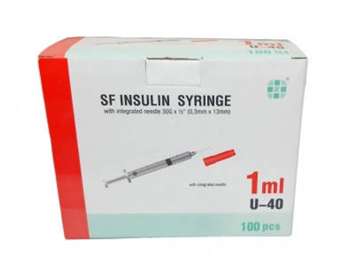 Шприц інсуліновий U 40 із голкою 30 G 0 3 x 13мм SF medical products G30 - зображення 2