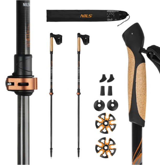 Kije do nordic walking Nils NW8613 włókno węglowe Czarne (5907695557879) - obraz 2