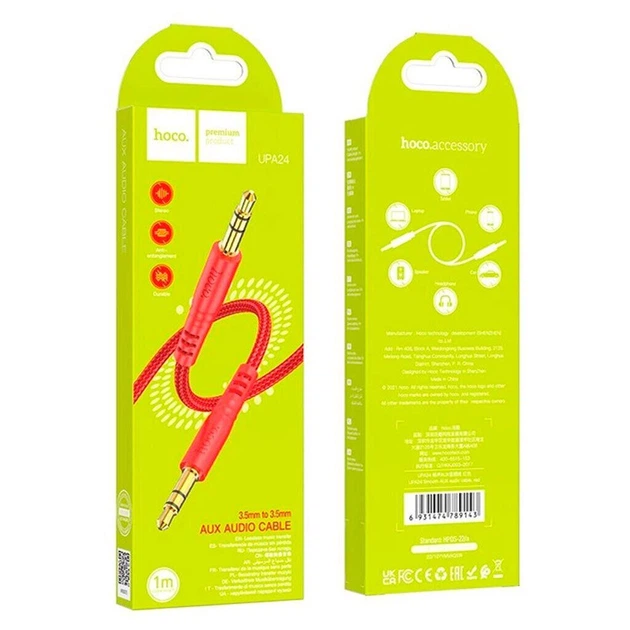 Кабель HOCO UPA24 Smooth AUX audio cable, 1m, red - изображение 4