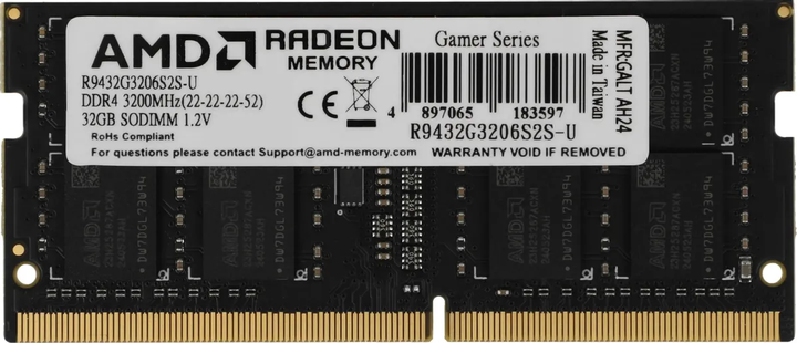 Pamięć RAM AMD SODIMM DDR4-3200 32768MB PC4-25600 R9 Series (R9432G3206S2S-U) - obraz 1