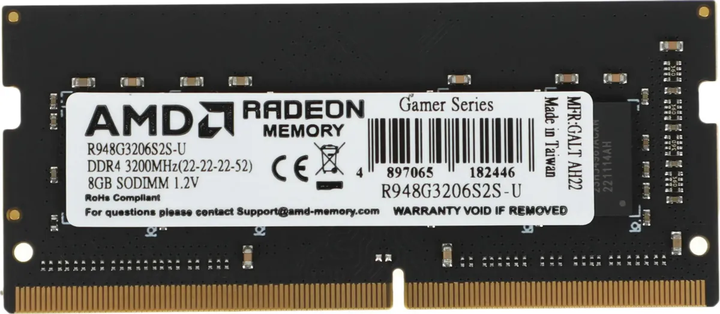 Pamięć RAM AMD SODIMM DDR4-3200 8192MB PC4-25600 R9 Series (R948G3206S2S-U) - obraz 1