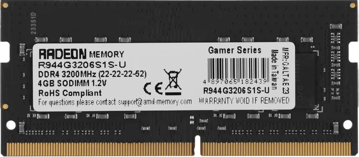 Pamięć RAM AMD SODIMM DDR4-3200 4096MB PC4-25600 R9 Series (R944G3206S1S-U) - obraz 1