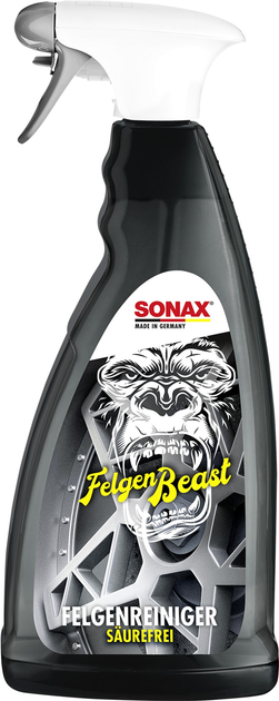 Безкислотний очищувач Sonax Felgen Beast для сталевих і пофарбованих алюмінієвих дисків 1 л 433300 (4064700433304) - зображення 1