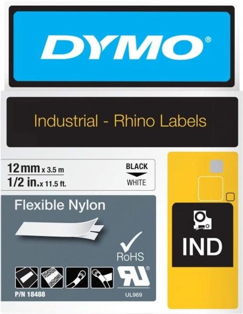 Етикет-стрічка Dymo Industrial IND 12 mm x 3.5 m White 18488 (71701187581) - зображення 2