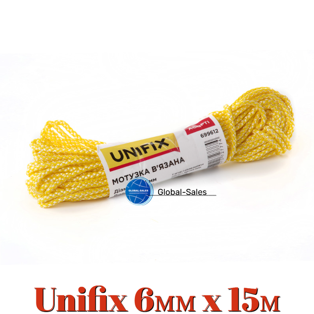 Веревка вязаная Unifix 6мм x 15м ассорти (699616) - Фото 1 Веревка вязаная Unifix 6мм x 15м ассорти (699616) - изображение 1