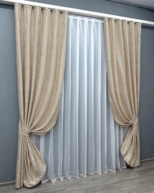 Комплект готовых штор VR-Textil Лен мрамор Pavliani VO № 1713ш айвори 150х275 см 2 шт (33-0613) - Фото 3 Комплект готовых штор VR-Textil Лен мрамор Pavliani VO № 1713ш айвори 150х275 см 2 шт (33-0613) - изображение 3