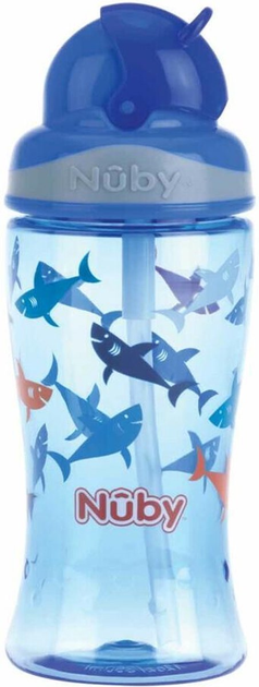 Bidon dla dzieci Nuby Flip-it z rurką Niebieski 360 ml (5414959049822) - obraz 1