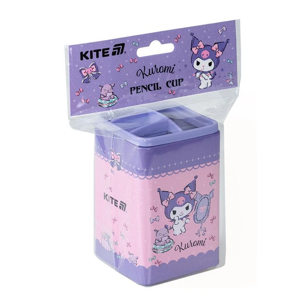 Стакан для ручок Kite Kuromi "Куромі" металевий квадратний фіолетовий з рожевим (HK25-105-3) - Фото 2 Стакан для ручок Kite Kuromi "Куромі" металевий квадратний фіолетовий з рожевим (HK25-105-3) - зображення 2