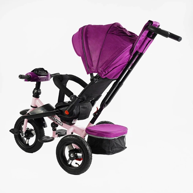 Велосипед-коляска з батьківською ручкою BestTrike 6088 F–736-07 поворотне сидіння, надувні колеса, Бузковий - зображення 4