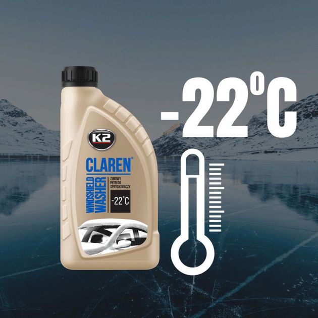 Zimowy płyn do spryskiwaczy K2 Claren Windshield Washer -22°C 1 litr (5906534000811) - obraz 2