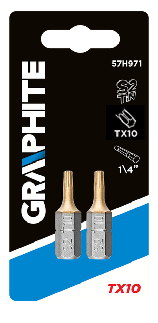 Бита шестигранная Graphite HEX 10x25мм, 1/4", (6,35мм), 57H971, 2 шт - изображение 2