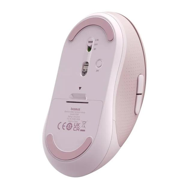 Компьютерная мышь Baseus F02 Ergonomic Wireless Mouse Pink, 2.4G, ВТ 5.2, 1000-4000 DPI, 1хАА, B01055505411-01 - изображение 6