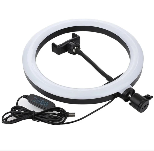 Кільцева LED лампа QX-260 з тримачем для телефону керування на дроті 26 см USB - зображення 7