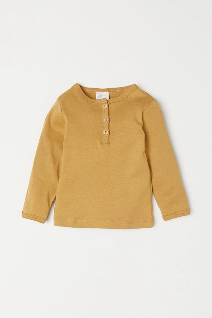 Лонгслів H&M гірчичний XAZ137089BTKB 80 - Фото 1 Лонгслів H&M гірчичний XAZ137089BTKB 80 - зображення 1