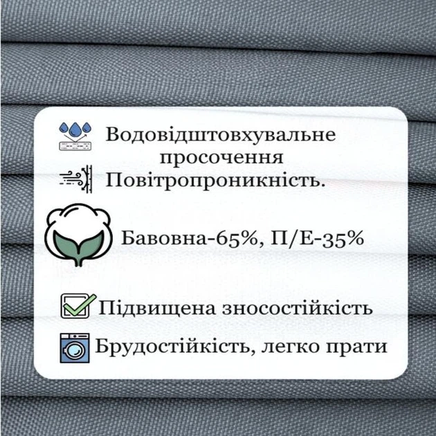 Штора вулична 140*250 см з кріпленням на петлі-липучки, просочення ВО, щільність 220г/м2, сірий - зображення 2